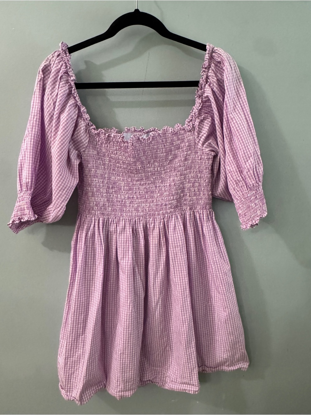 Hill House Lavender Gingham Smocked Top